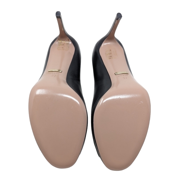 NIB Gucci Black Leather Horsebit Hollywood Peep Toe Heels Pumps Size EU … - Picture 10 of 11